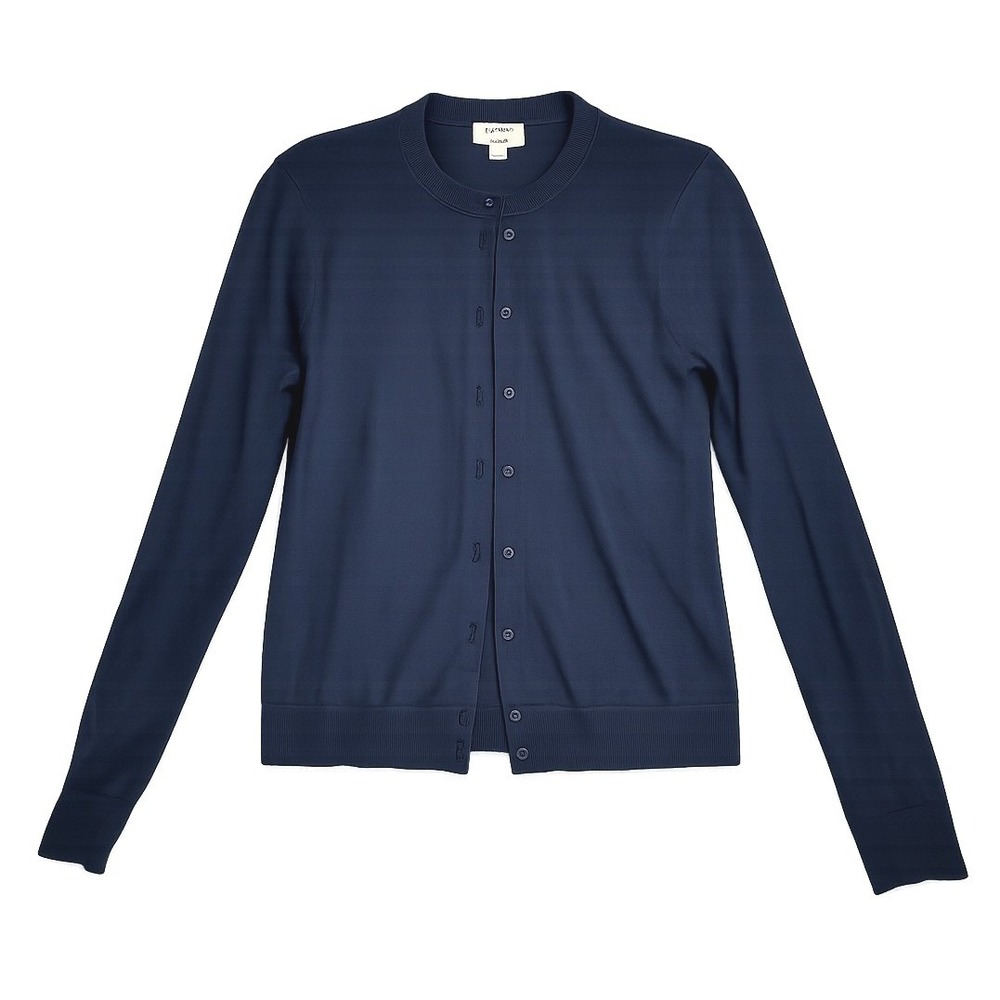 J.Crew Classic Cotton Cardigan Sweater Navy Blue Crewneck Button Front Women M - Picture 2 of 7